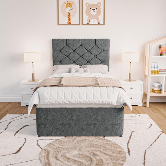 Seville Kids Chesterfield Divan Bed - Charcoal Chenille