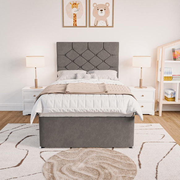 Seville Kids Chesterfield Divan Bed - Slate Grey Naples
