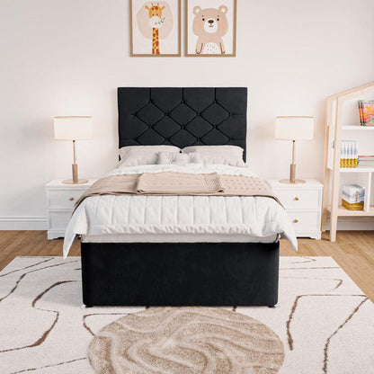 Seville Kids Chesterfield Divan Bed - Black Plush Velvet