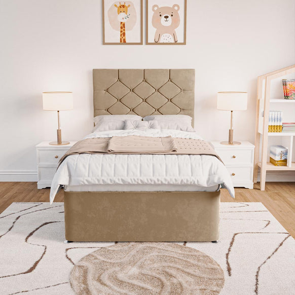 Seville Kids Chesterfield Divan Bed - Mink Plush Velvet