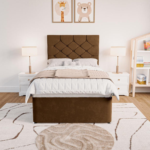 Seville Kids Chesterfield Divan Bed - Mocca Plush Velvet