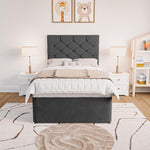 Seville Kids Chesterfield Divan Bed - Steel Plush Velvet