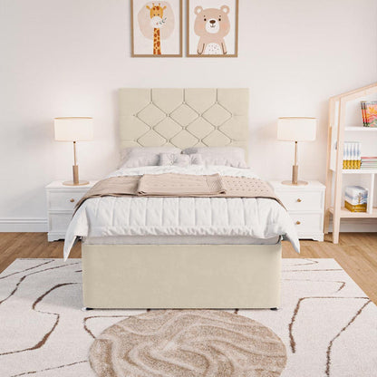 Seville Kids Chesterfield Divan Bed - Cream Plush Velvet