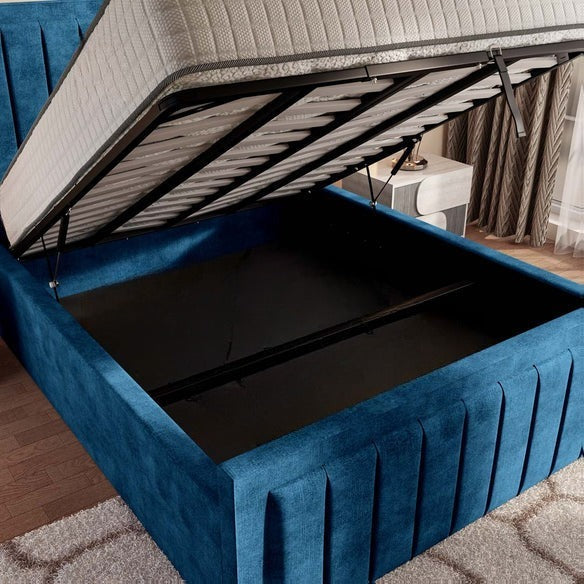 Hamilton Upholstered Ottoman Bed - Blue Coniston