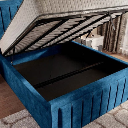 Hamilton Upholstered Ottoman Bed - Blue Coniston