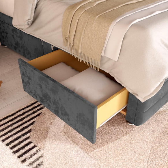 Havana Kids Divan Bed - Steel Plush Velvet