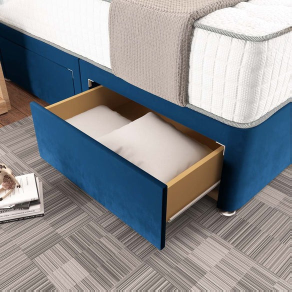 Kingston Divan Bed - Blue Plush Velvet