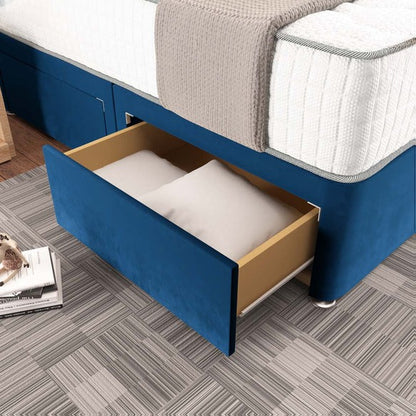 Kingston Divan Bed - Blue Plush Velvet