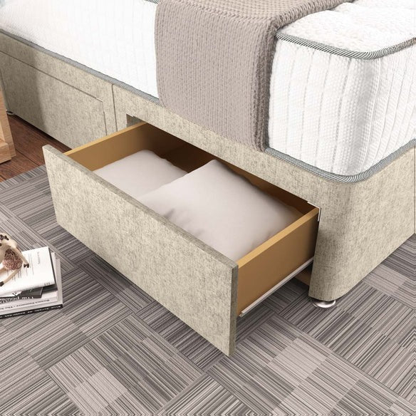 Kingston Divan Bed - Cream Chenille