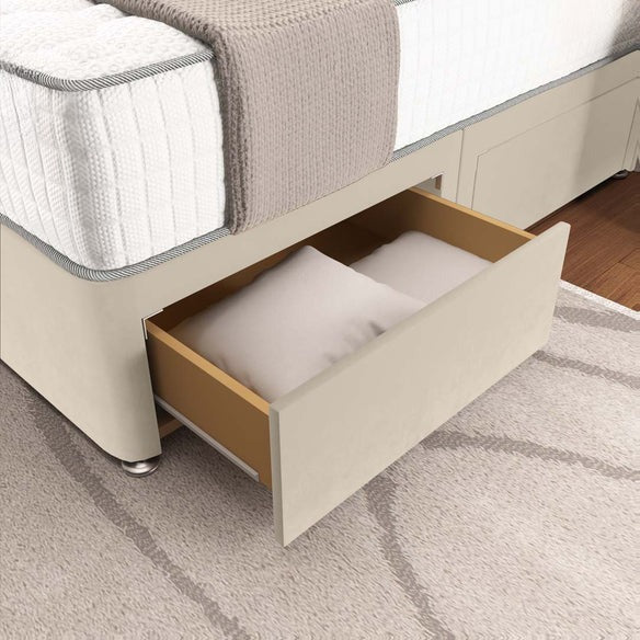 Kingston Divan Bed - Cream Plush Velvet