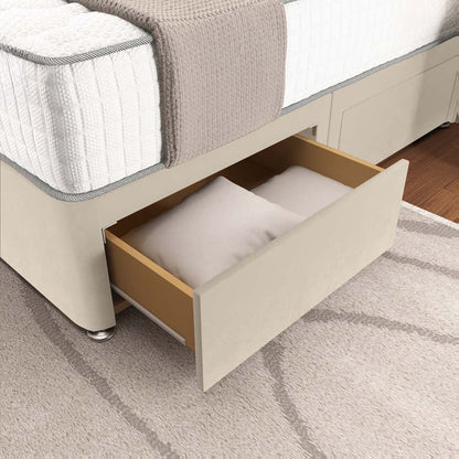 Kingston Divan Bed - Cream Plush Velvet
