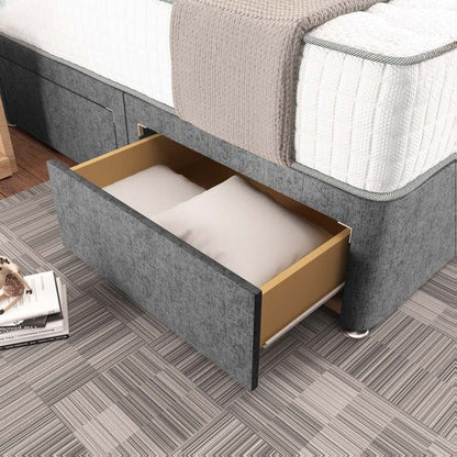 Kingston Divan Bed - Silver Chenille