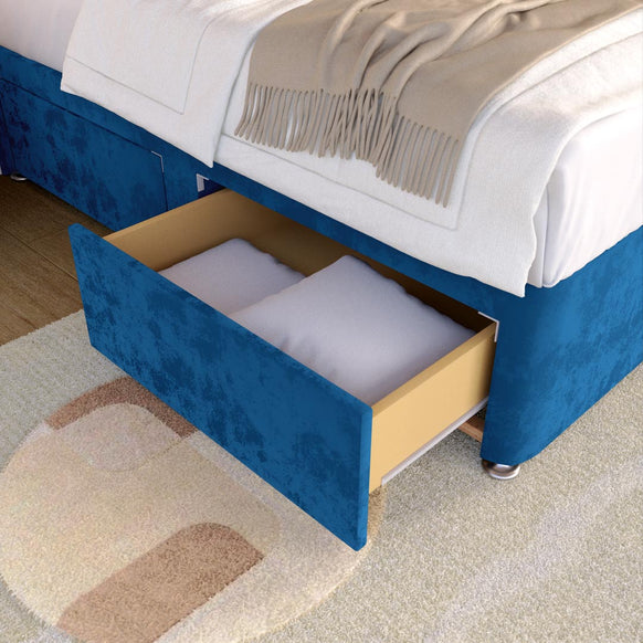 Lima Kids Divan Bed - Blue Plush Velvet