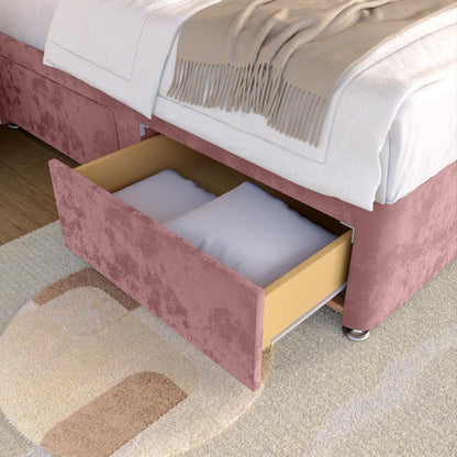 Lima Kids Divan Bed - Pink Plush Velvet