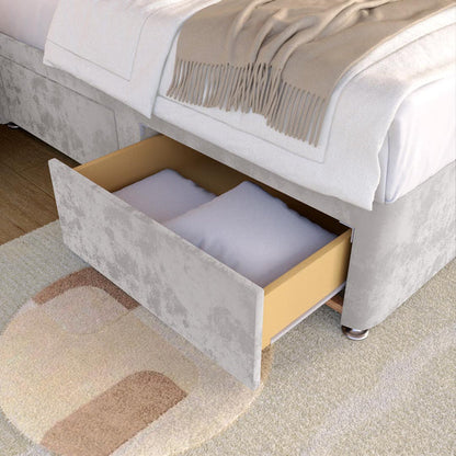 Lima Kids Divan Bed - Silver Plush Velvet