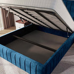 Milan Upholstered Ottoman Bed - Blue Coniston