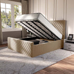 Oxford Upholstered Ottoman Bed - Mink Plush Velvet