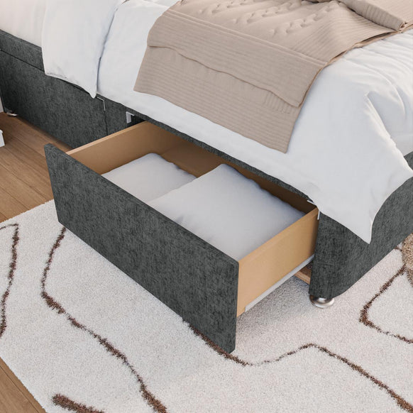 Seville Kids Chesterfield Divan Bed - Charcoal Chenille