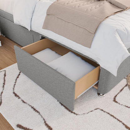 Seville Kids Chesterfield Divan Bed - Silver Linoso