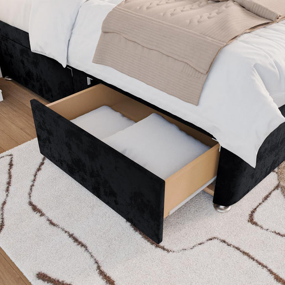 Seville Kids Chesterfield Divan Bed - Black Plush Velvet