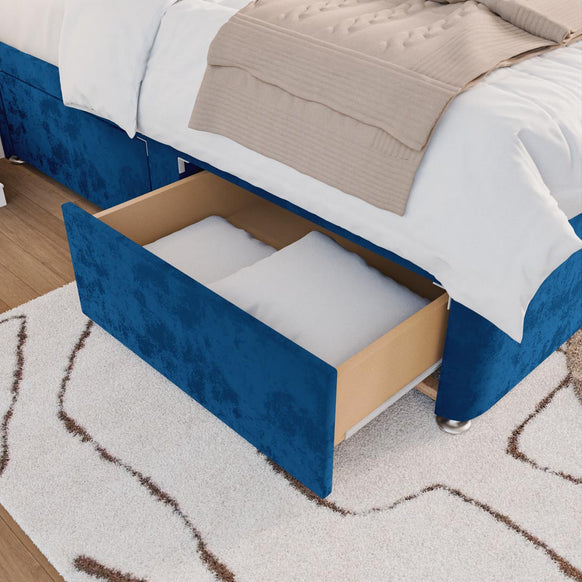 Seville Kids Chesterfield Divan Bed - Blue Plush Velvet