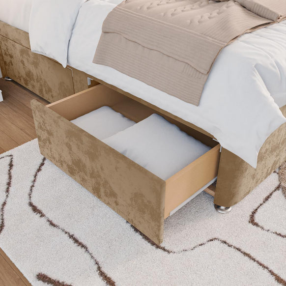 Seville Kids Chesterfield Divan Bed - Mink Plush Velvet