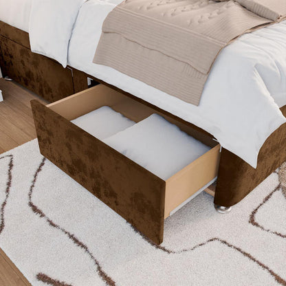Seville Kids Chesterfield Divan Bed - Mocca Plush Velvet