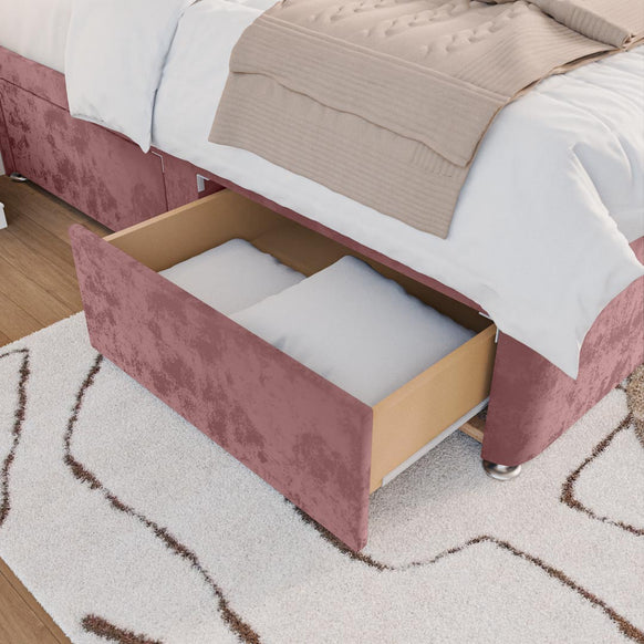 Seville Kids Chesterfield Divan Bed - Pink Plush Velvet