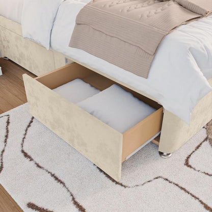 Seville Kids Chesterfield Divan Bed - Cream Plush Velvet