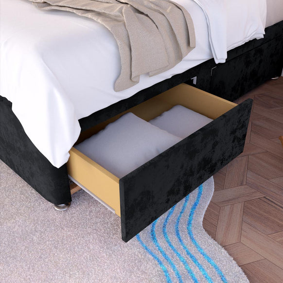 Prague Kids Divan Bed - Black Plush Velvet