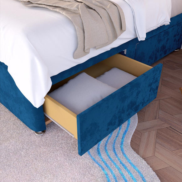 Prague Kids Divan Bed - Blue Plush Velvet