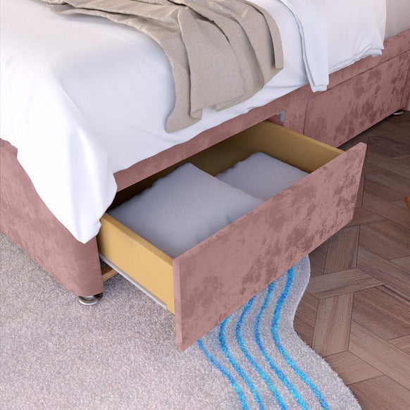 Tokyo Kids Divan Bed - Pink Plush Velvet