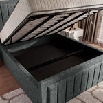 Hamilton Upholstered Ottoman Bed - Charcoal Chenille