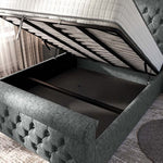 Melbourne Upholstered Ottoman Bed - Charcoal Chenille