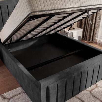Hamilton Upholstered Ottoman Bed - Charcoal Coniston