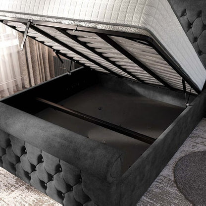 Melbourne Upholstered Ottoman Bed - Charcoal Coniston