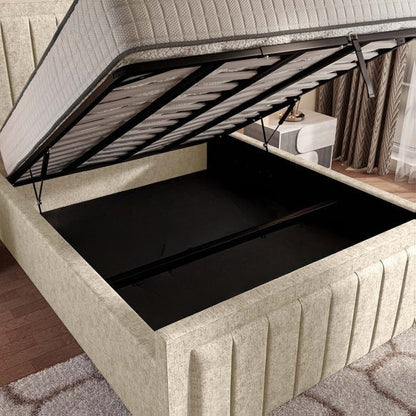Hamilton Upholstered Ottoman Bed - Cream Chenille