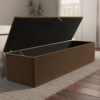 Madrid Ottoman Storage Box - Mocca Plush Velvet