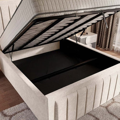 Hamilton Upholstered Ottoman Bed - Cream Naples