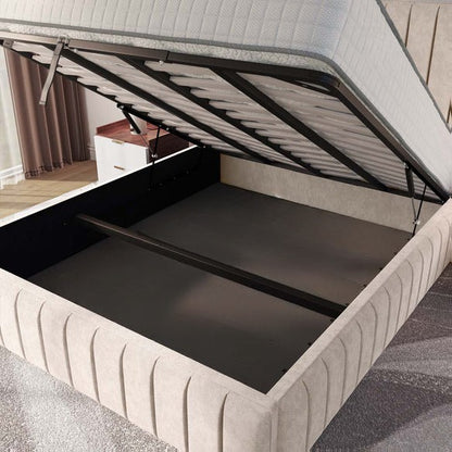 Milan Upholstered Ottoman Bed - Cream Naples