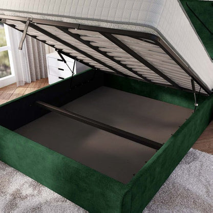 Chicago Upholstered Ottoman Bed - Emerald Coniston