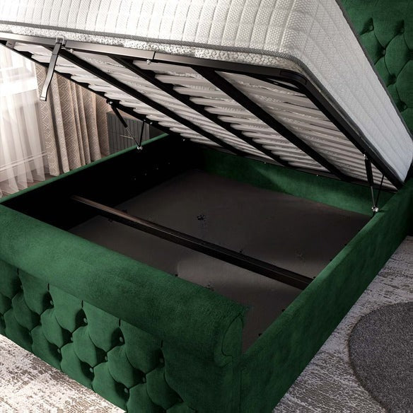 Melbourne Upholstered Ottoman Bed - Emerald Coniston