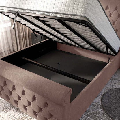 Melbourne Upholstered Ottoman Bed - Mauve Naples