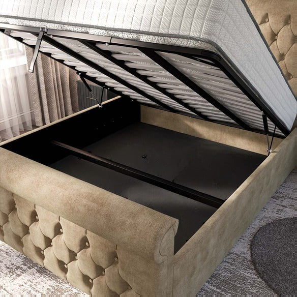 Melbourne Upholstered Ottoman Bed - Mink Coniston
