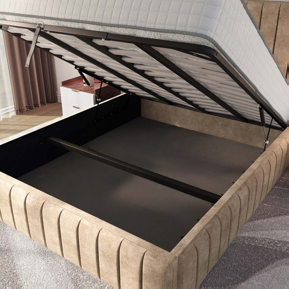 Milan Upholstered Ottoman Bed - Mink Coniston