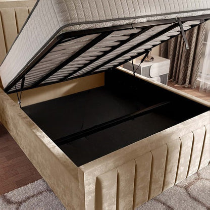 Hamilton Upholstered Ottoman Bed - Mink Plush Velvet
