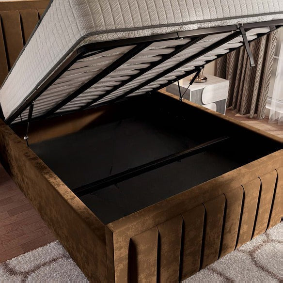 Hamilton Upholstered Ottoman Bed - Mocca Plush Velvet