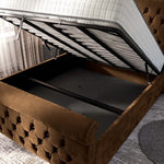 Melbourne Upholstered Ottoman Bed - Mocca Plush Velvet