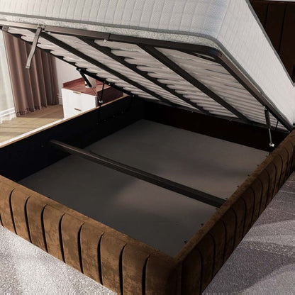 Milan Upholstered Ottoman Bed - Mocca Plush Velvet