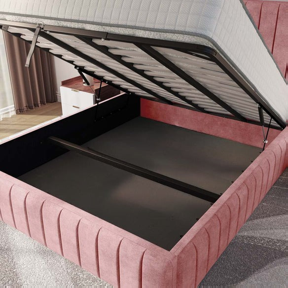 Milan Upholstered Ottoman Bed - Pink Coniston